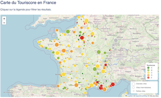 Screenshot of the Touriscore map